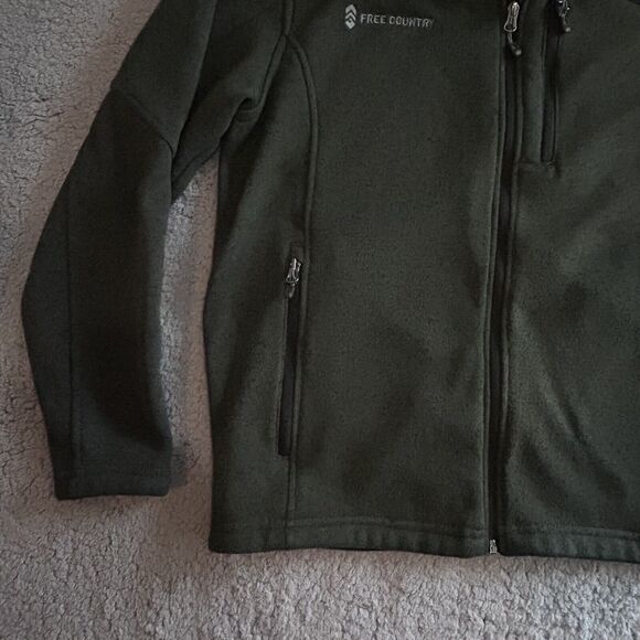 Free Country Men’s Size XL Fleece Jacket Full Zip Green Dadcore Outdoorwear - Picture 5 of 14